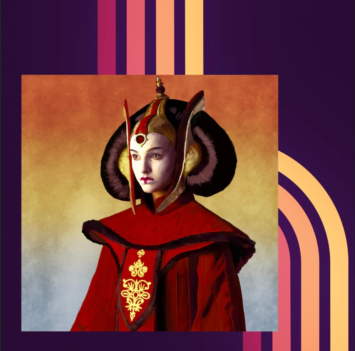 6x6 Art Print Queen Throne Room Outfit - Fiat Lux Illustration