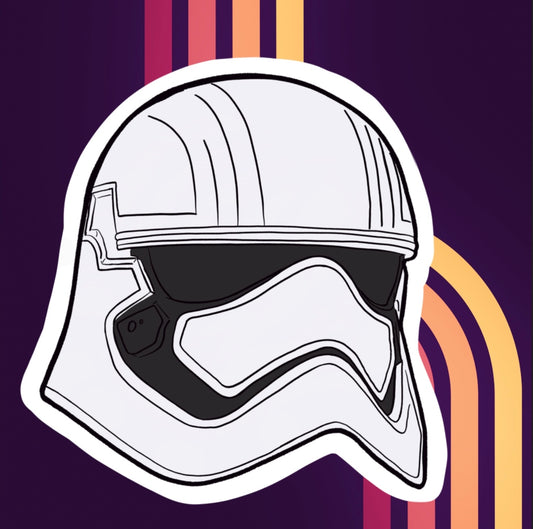 Chrome Die Cut Sticker Captain Phasma solid silver stormtrooper helmetwith blue edges