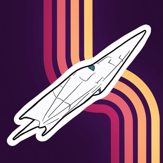 Chrome Senator Amidala Starship Die Cut Sticker solid silver ship with blue edges