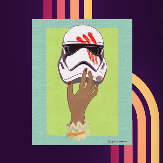 Awakening Victorian Style Trooper Helmet Postcard - Fiat Lux Illustration
