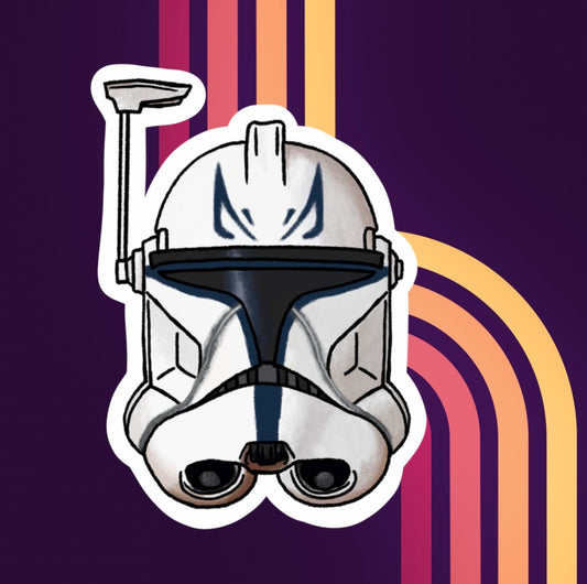 501st Captain Rex Clone Trooper Helmet Blue jag eyes Vinyl Sticker