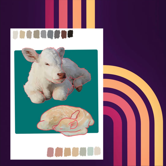 Digital Sketchbook 5x7 Print Animals with Albinism Calf and Fawn - Fiat Lux Illustration