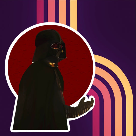 vinyl sticker of darth Vader choking hand Stained Glass Portrait Sticker red halo