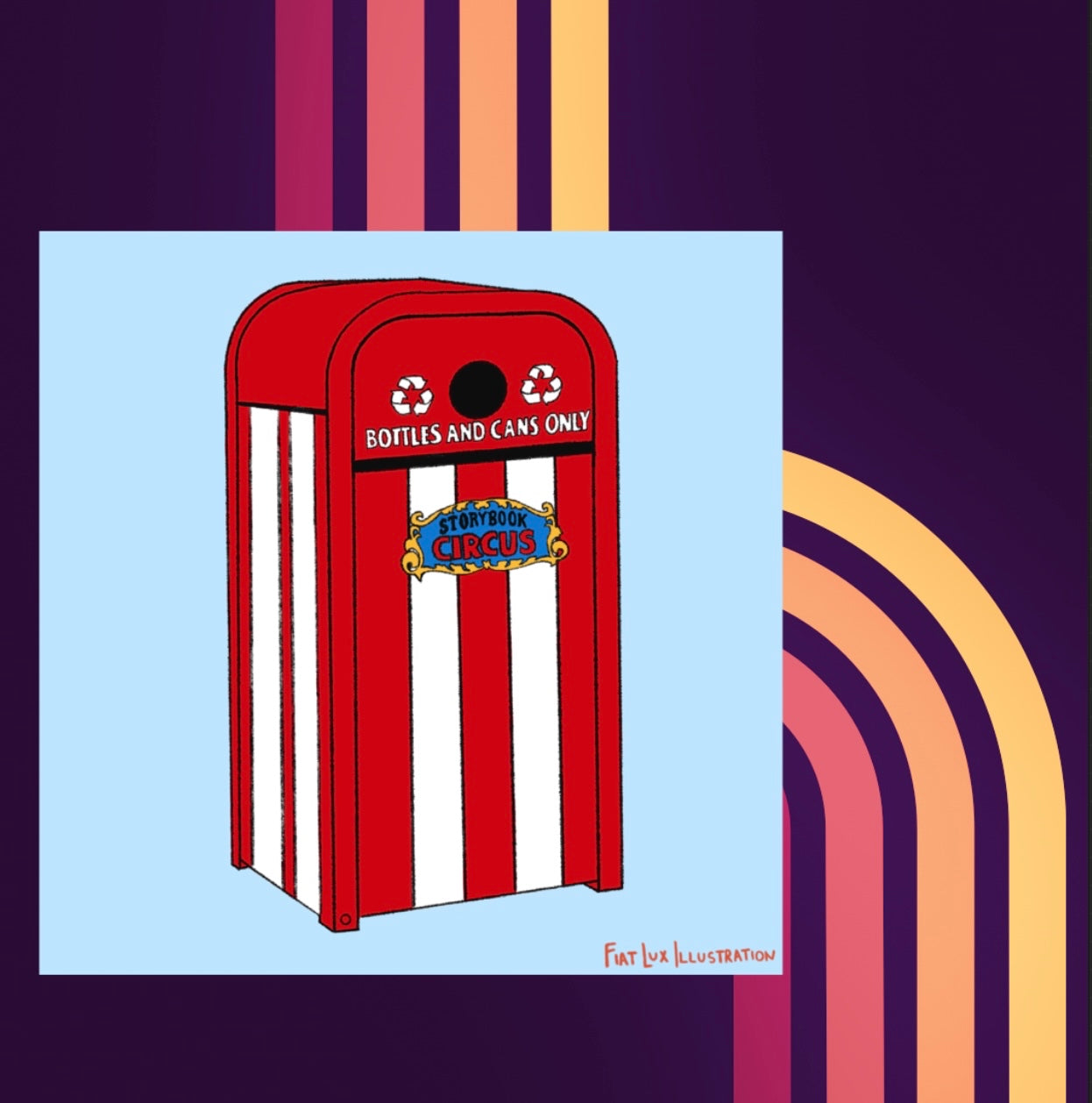 Happiest Place Trash Can WDW Dumbo Circus Print - 4x6
