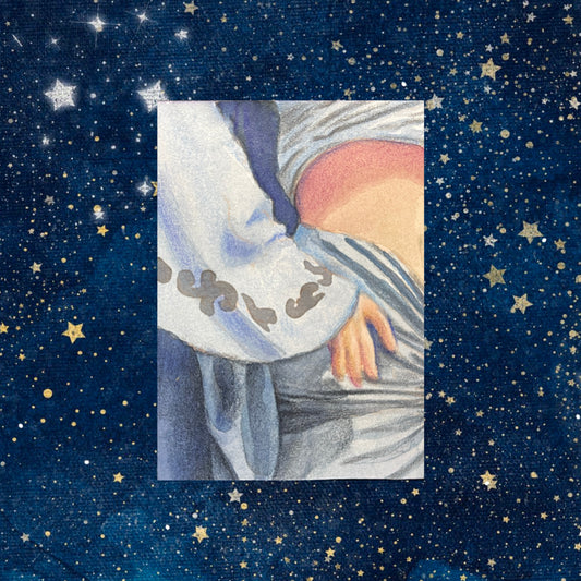 Trading card sized original mixed media art based on close ups of Padme Amidala's outfits