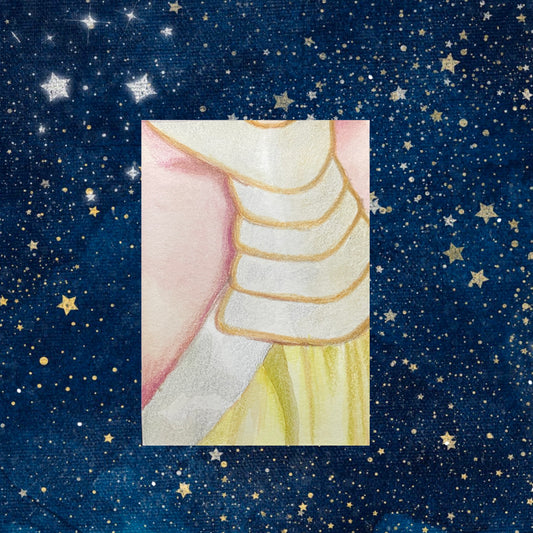 Trading card sized original mixed media art based on close ups of Padme Amidala's outfits