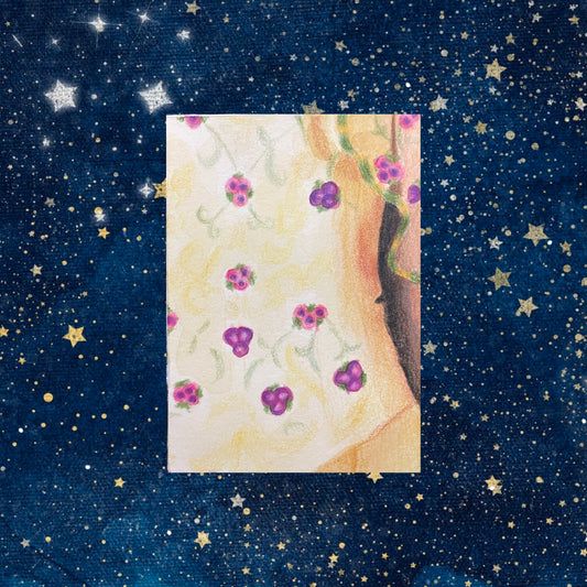 Trading card sized original mixed media art based on close ups of Padme Amidala's outfits