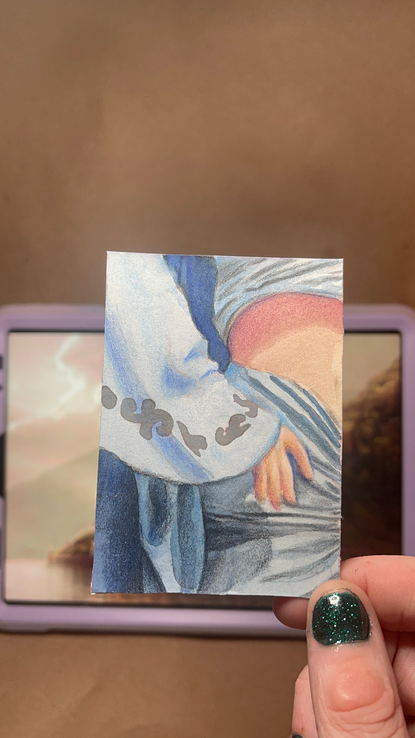 Trading card sized original mixed media art based on close ups of Padme Amidala's outfits