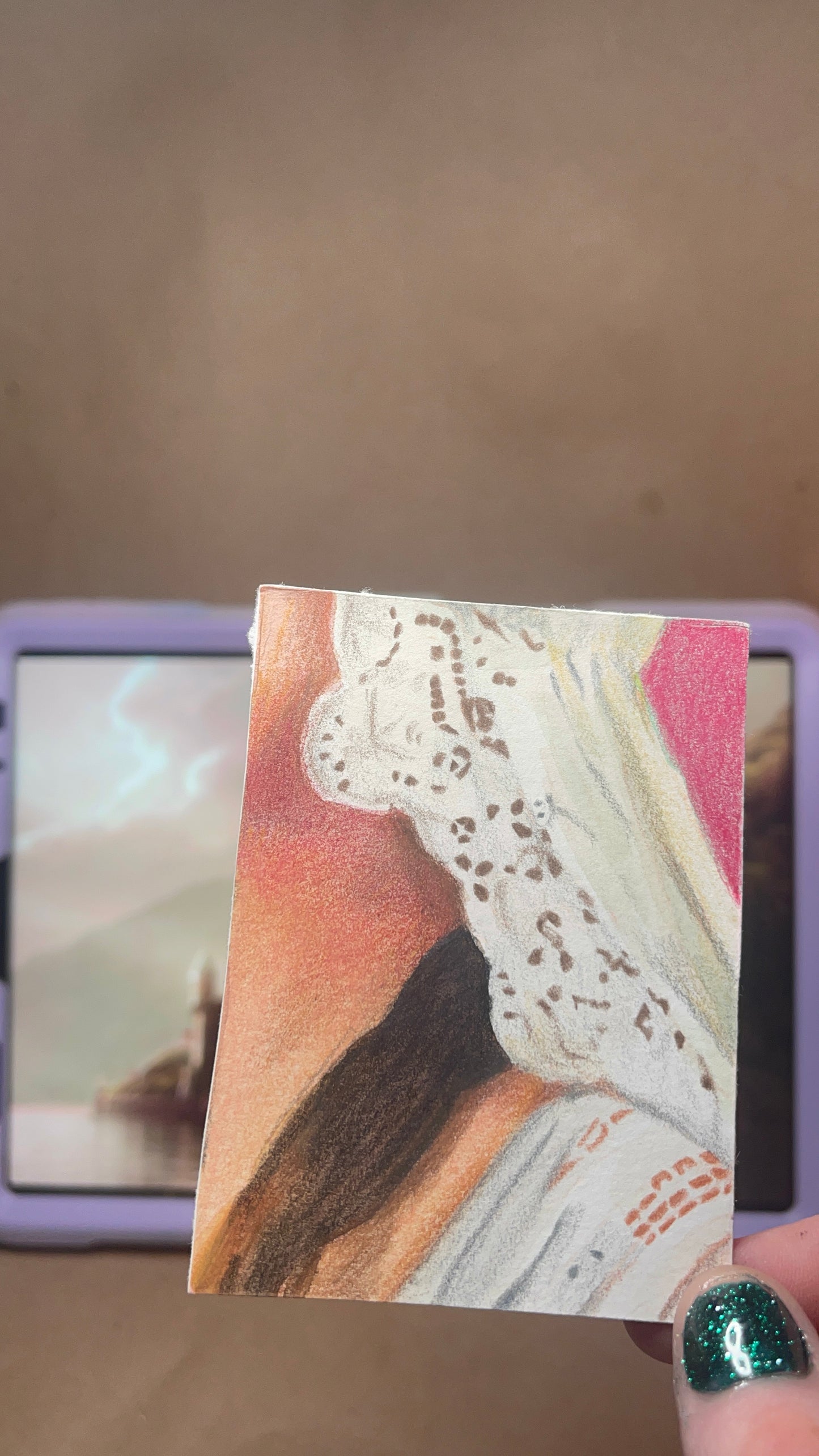 Trading card sized original mixed media art based on close ups of Padme Amidala's outfits