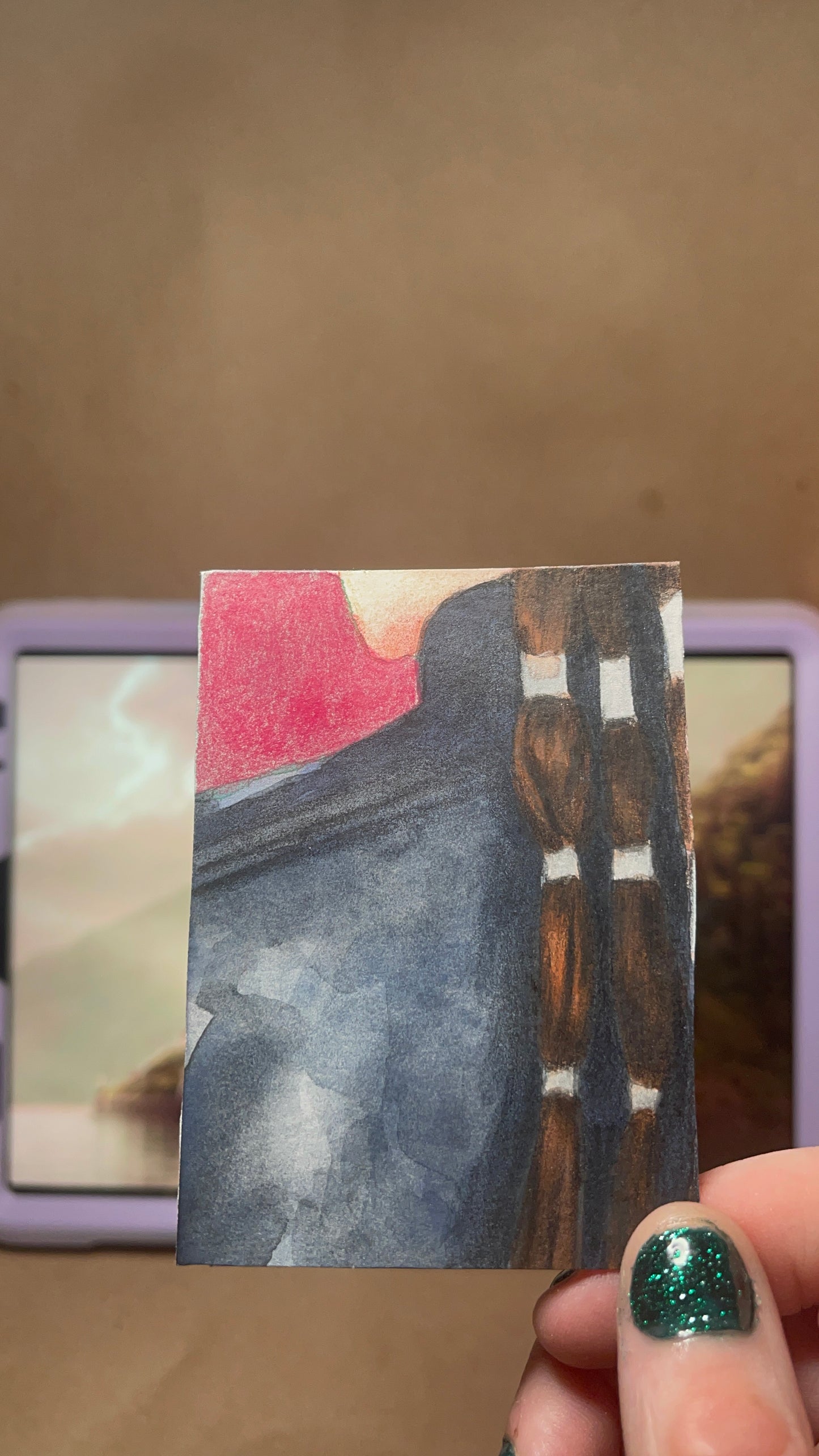 Trading card sized original mixed media art based on close ups of Padme Amidala's outfits