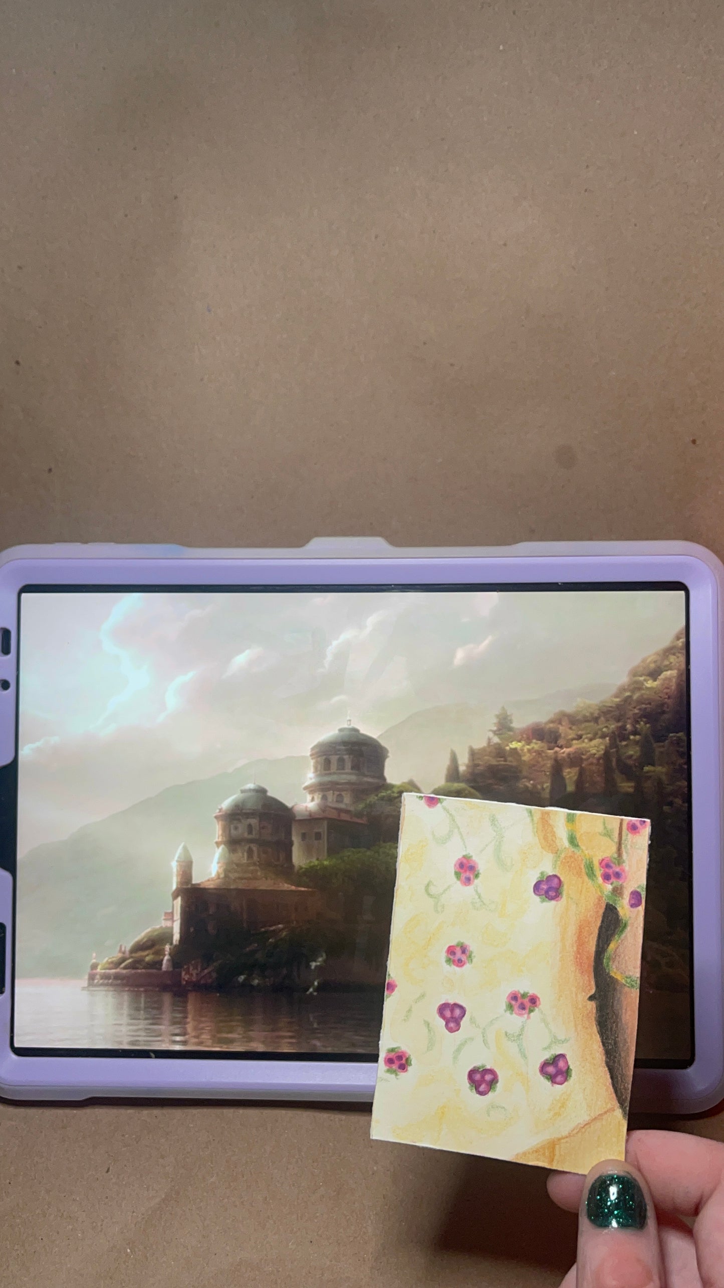 Trading card sized original mixed media art based on close ups of Padme Amidala's outfits