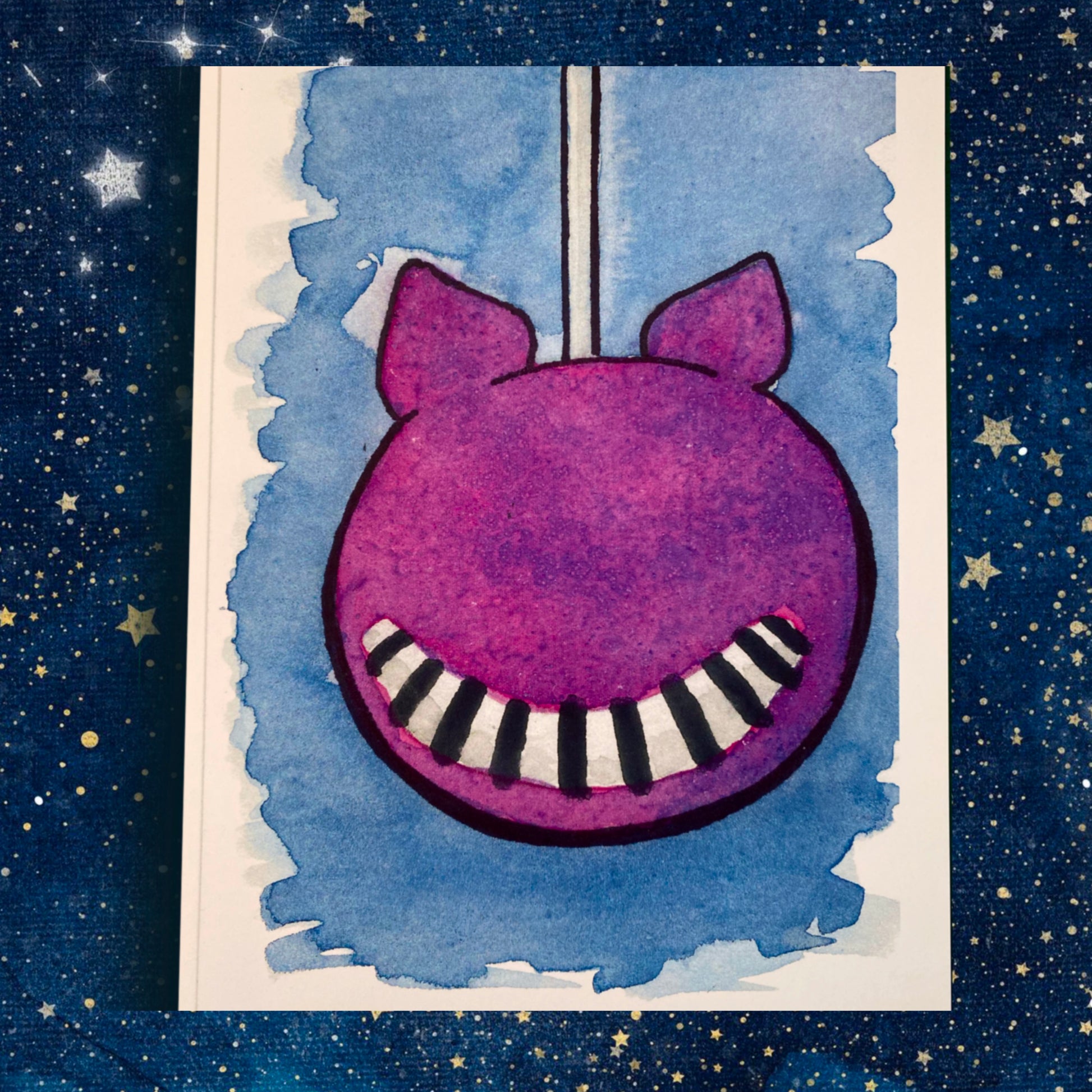 Wonderland Cheshire Cat Inspired Dessert Food Illustration - The Happiest Caramel Apples on Earth - Fiat Lux Illustration