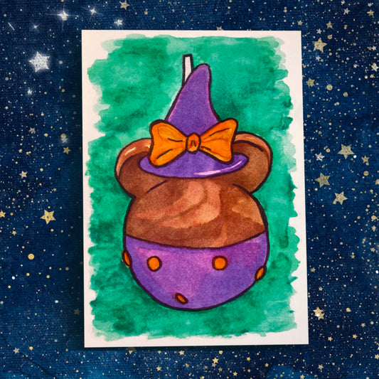 Witchy Mouse Halloween Costume Dessert Food Illustration - The Happiest Caramel Apples on Earth - Fiat Lux Illustration