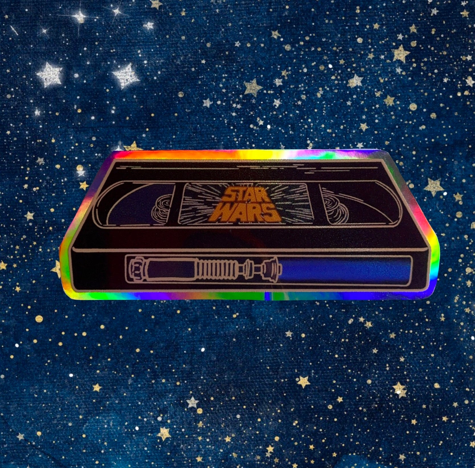 VHS Holographic Sticker Star Wars Retro Art - Fiat Lux Illustration