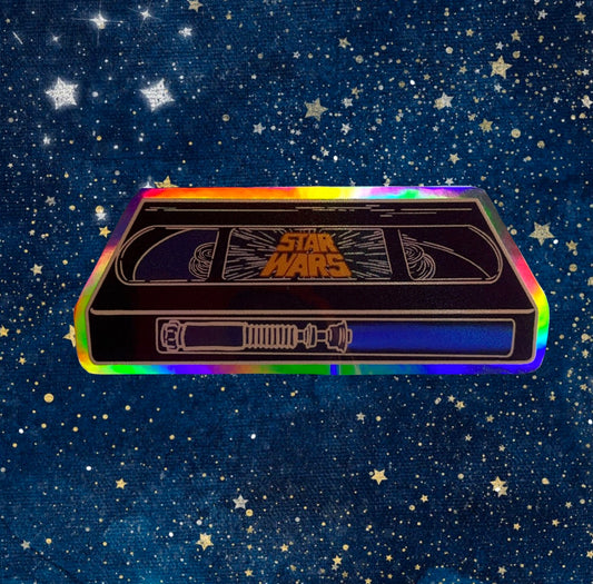 VHS Holographic Sticker Star Wars Retro Art - Fiat Lux Illustration
