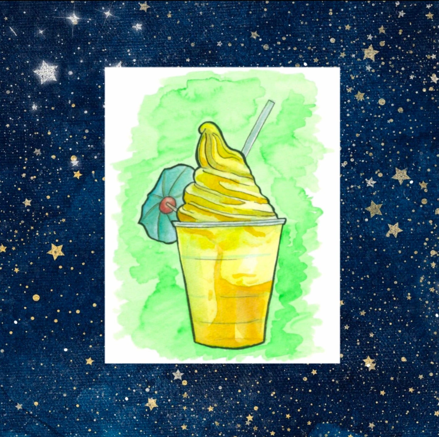 Pineapple Whip Ice Cream Dessert Food Illustration - Watercolor Print 8x10 - Fiat Lux Illustration
