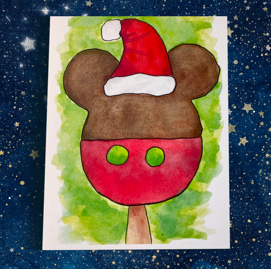 Santa Mouse Winter Yule Costume Dessert Food Illustration - The Happiest Caramel Apples on Earth - Fiat Lux Illustration
