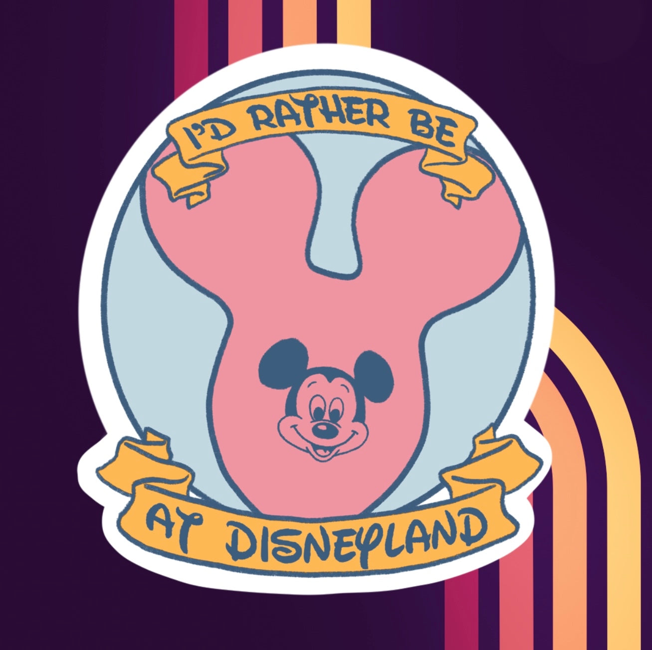 Happiest Balloon “I’d Rather Be at Disneyland” Vinyl Sticker Multiple Colors - Fiat Lux Illustration