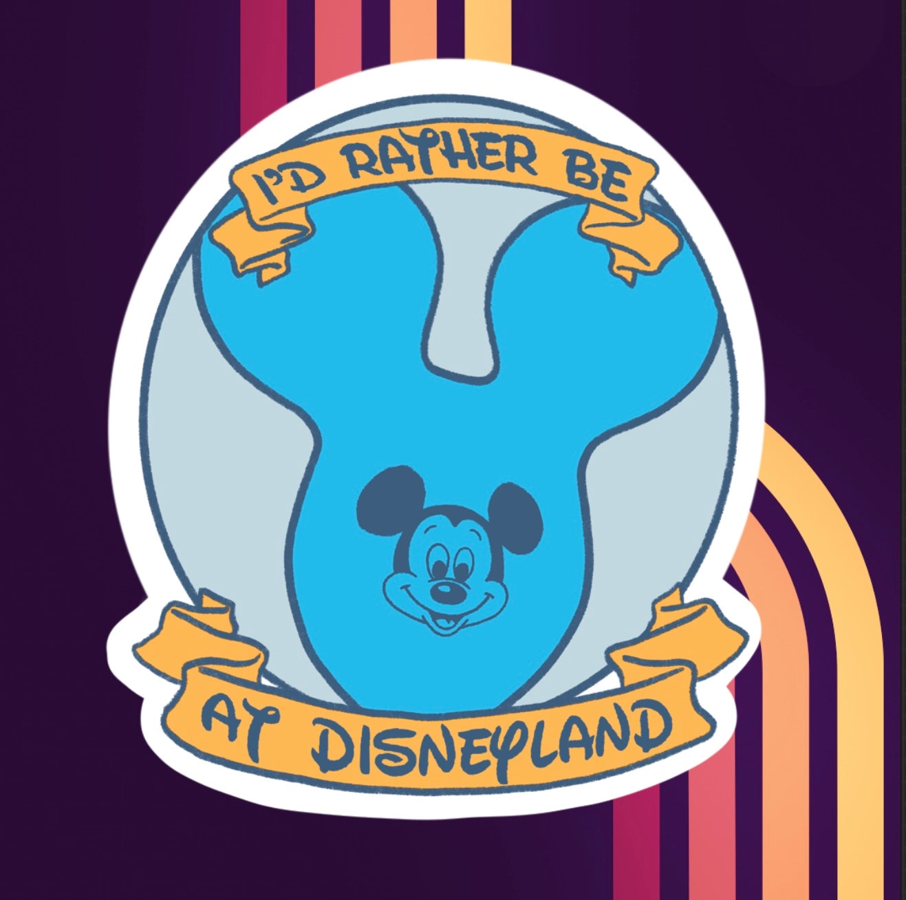 Happiest Balloon “I’d Rather Be at Disneyland” Vinyl Sticker Multiple Colors - Fiat Lux Illustration