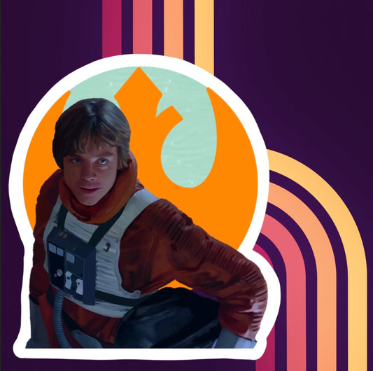 Vinyl Sticker of Rebel Alliance Luke Skywalker Rebel Alliance symbol background Stained Glass Portrait