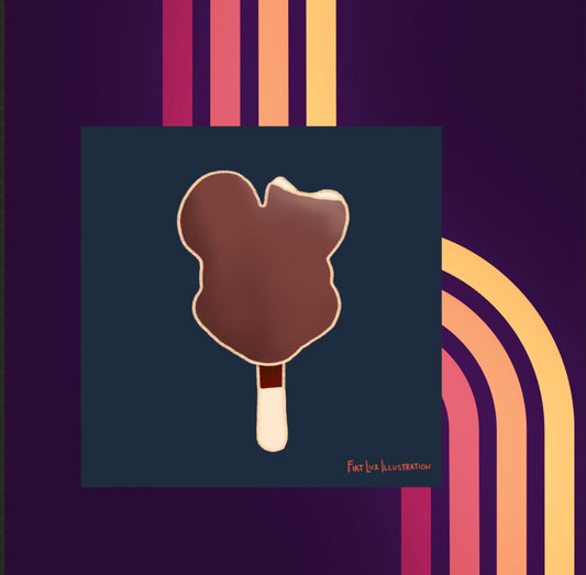Mouse Theme Park Ice Cream Bar Dessert Food Illustration Mini Print 4x4 - Fiat Lux Illustration