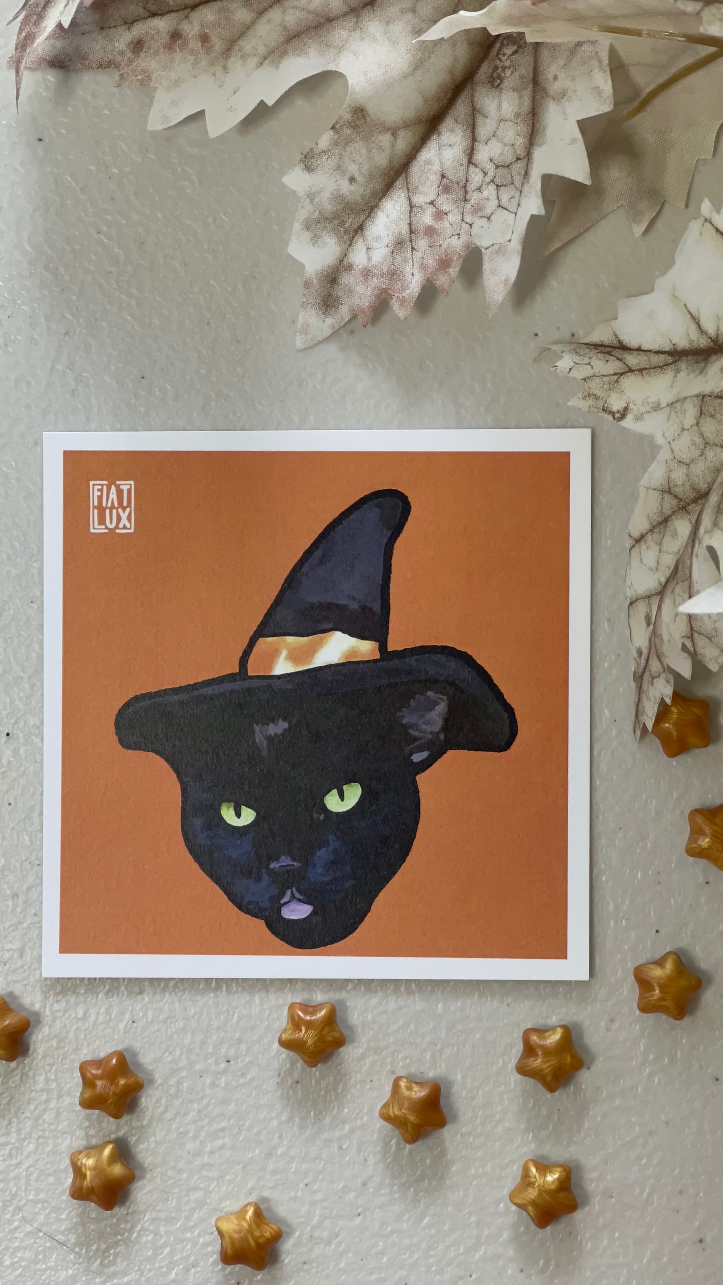 Cat Witch 2 Familiar Illustration Mini Print 4x4 (Copy)