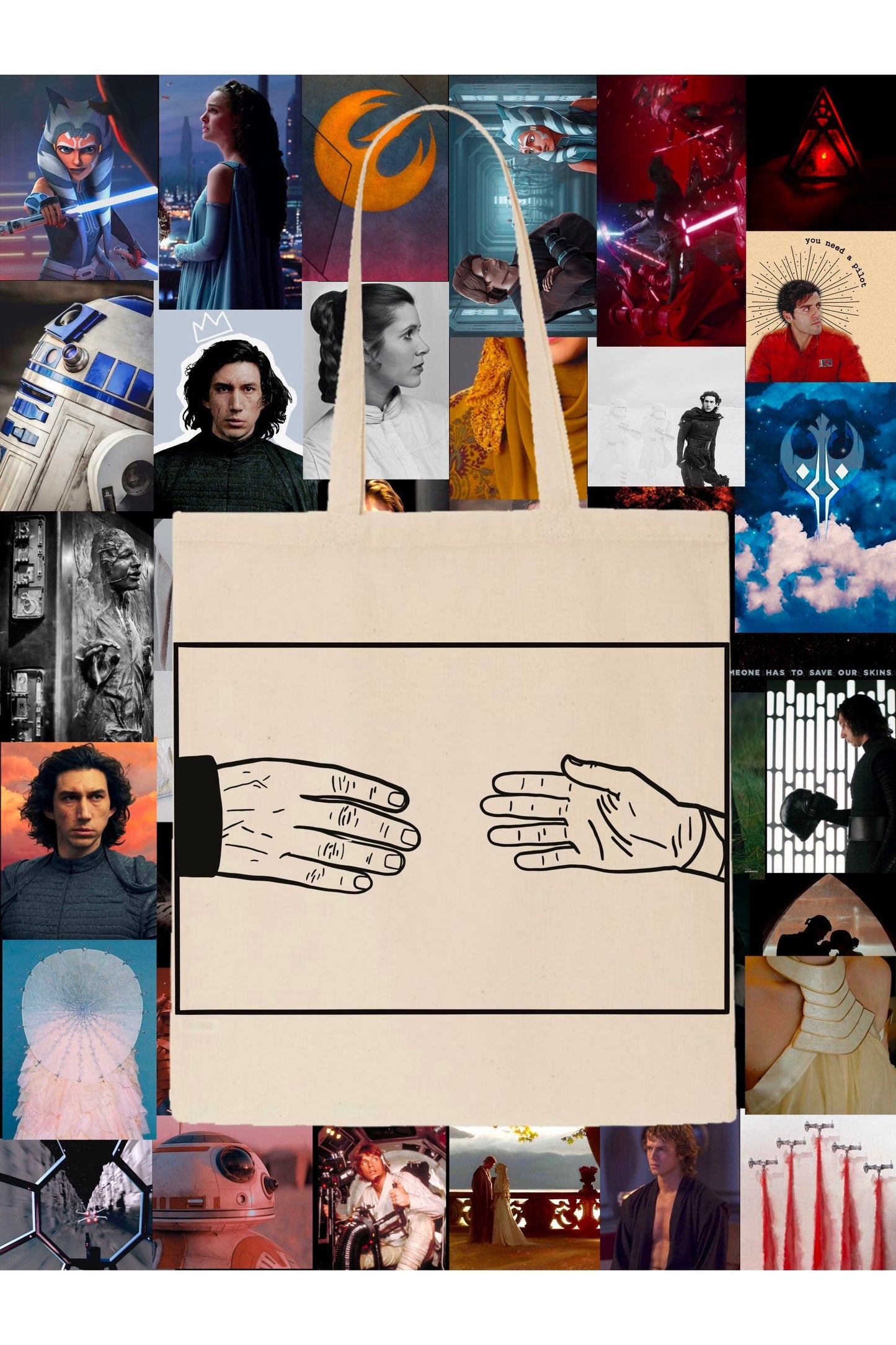 Across The Galaxy Totes - Reylo Hand Reach The Last Jedi