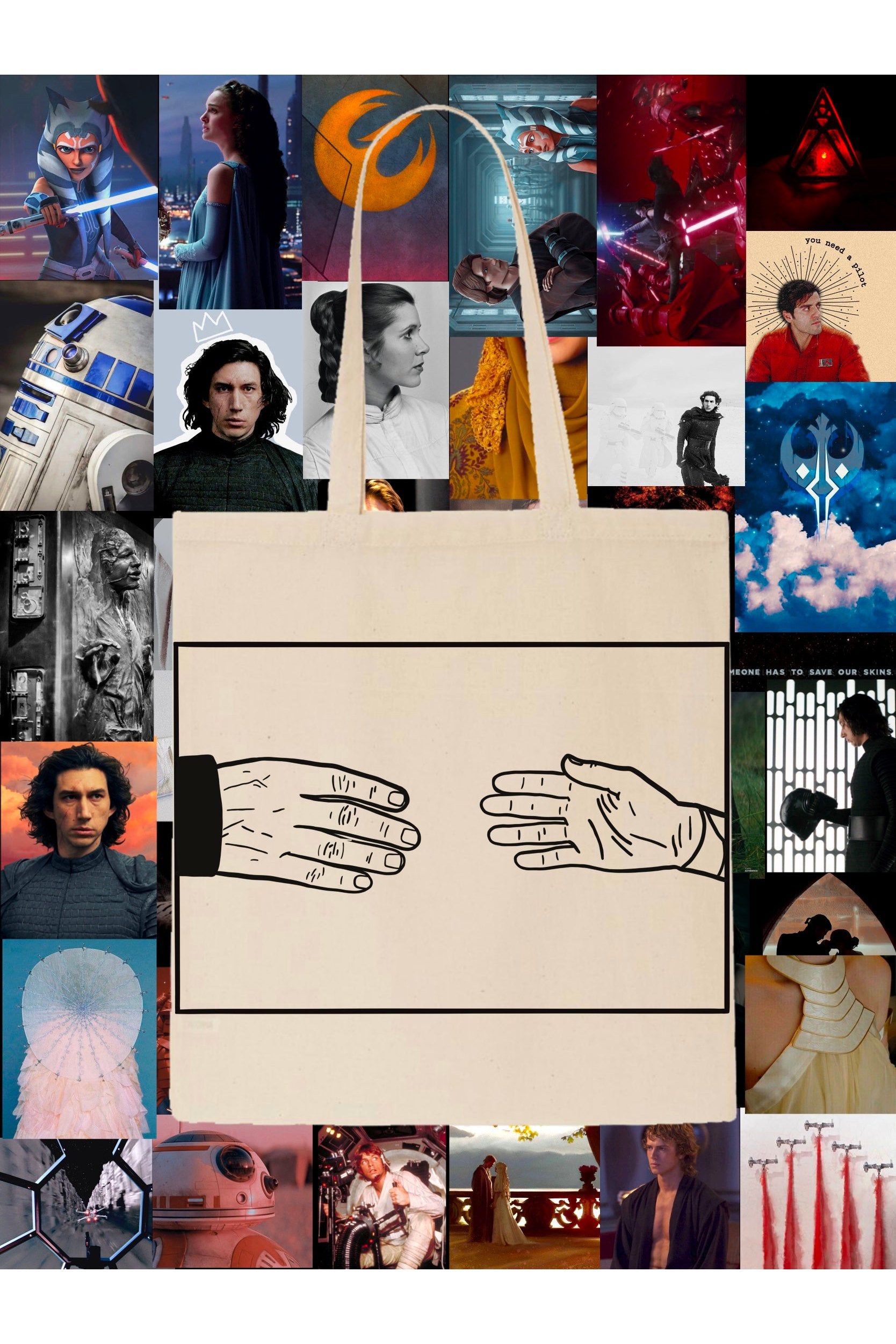 Across The Galaxy Totes - Reylo Hand Reach The Last Jedi