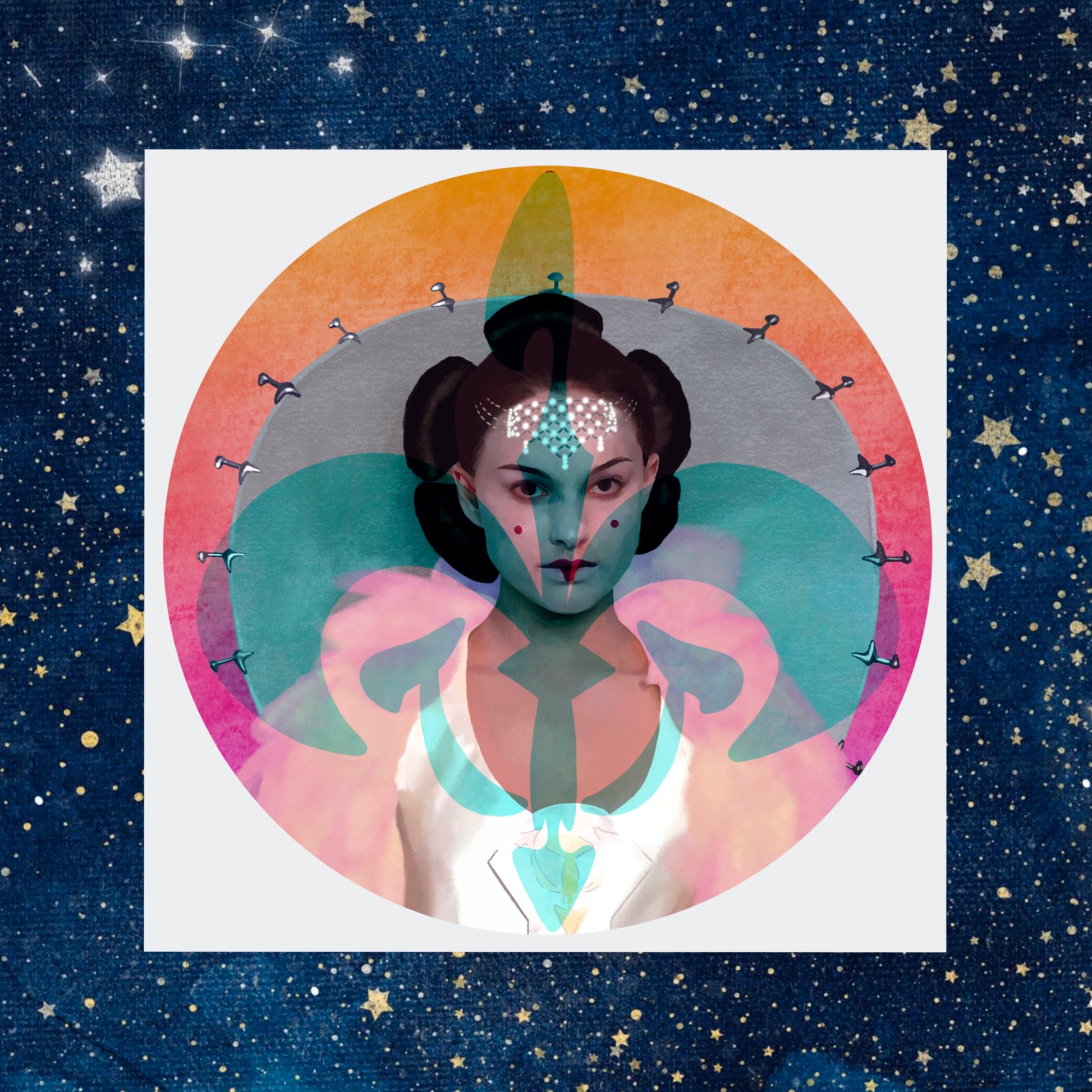 Kiss Cut Circle Sticker Padme Amidala Naberrie Celebration Parade Outfit.
