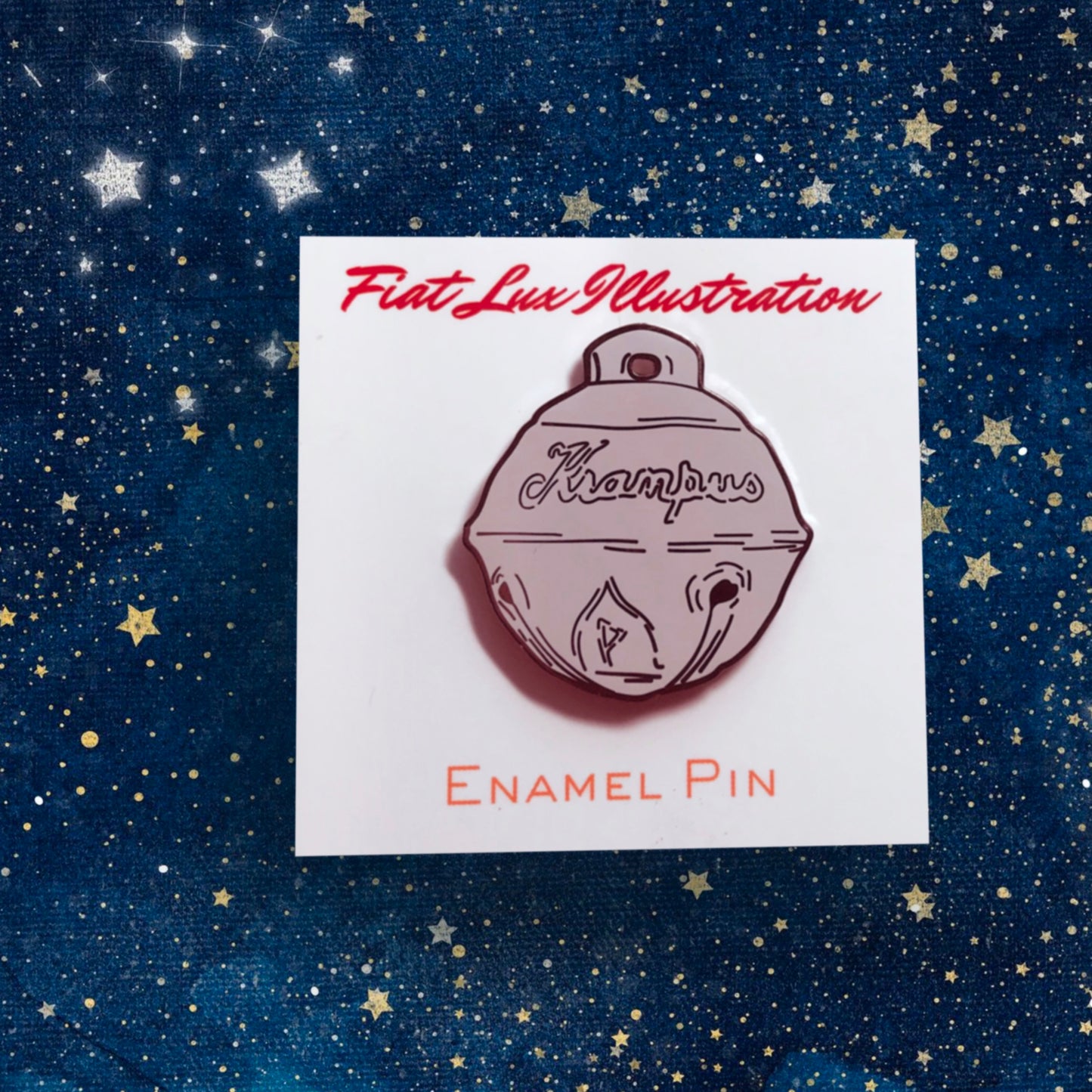 Krampus Bell Enamel Yule Christmas Horror Pin - Fiat Lux Illustration