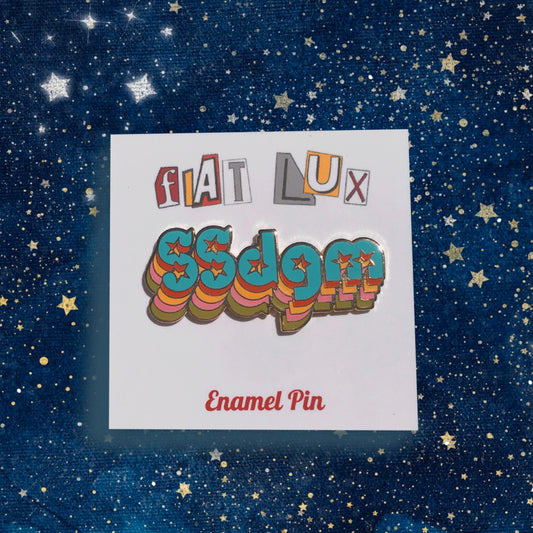 SSDGM True Crime Podcast My Favorite Murder Retro Enamel Pin - Fiat Lux Illustration