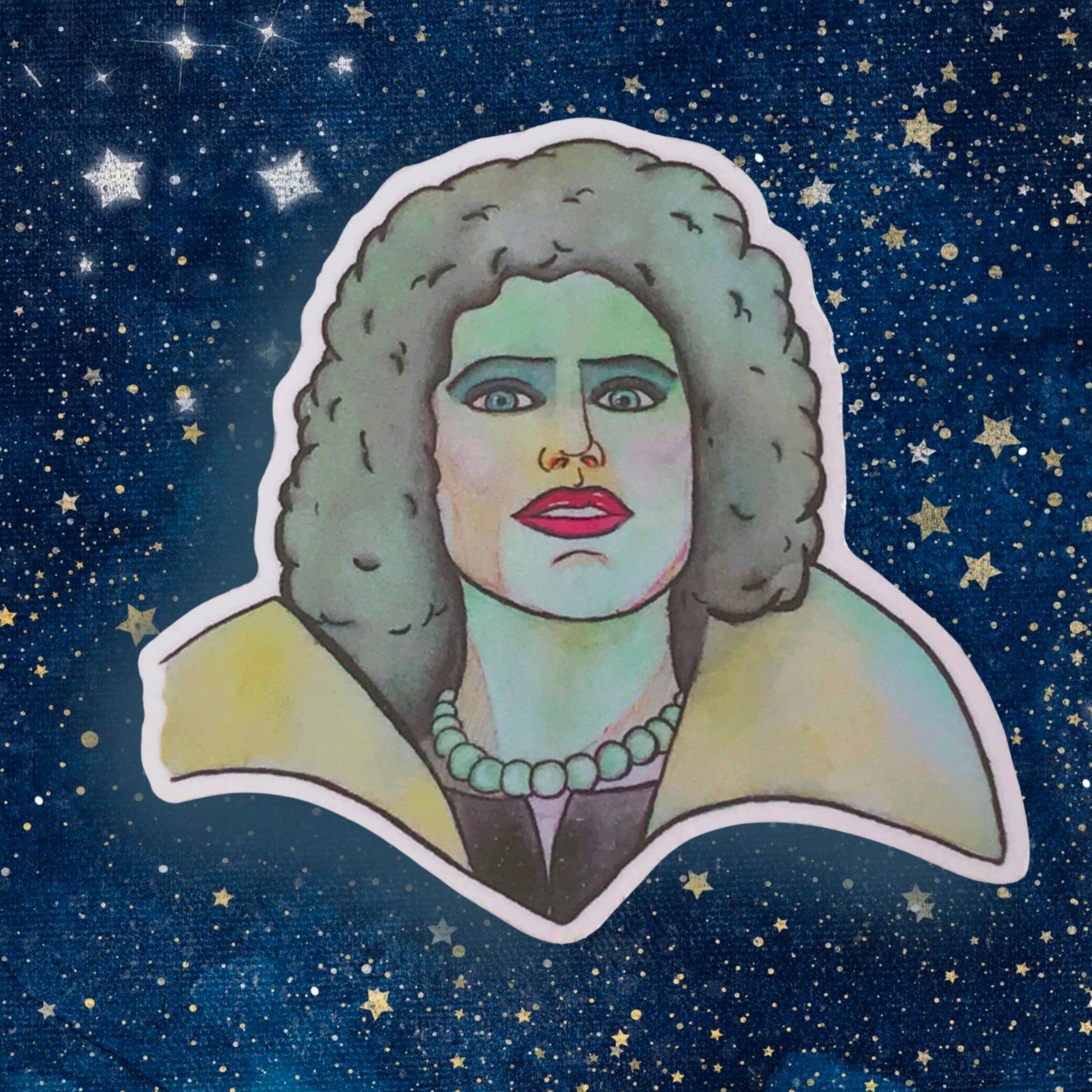 Frank n Furter Rocky Horror Inspired Watercolor Vinyl Sticker - Fiat Lux Illustration