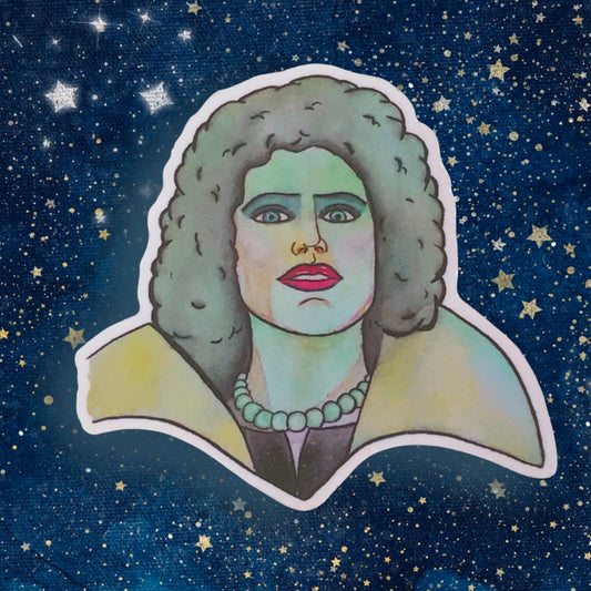 Frank n Furter Rocky Horror Inspired Watercolor Vinyl Sticker - Fiat Lux Illustration