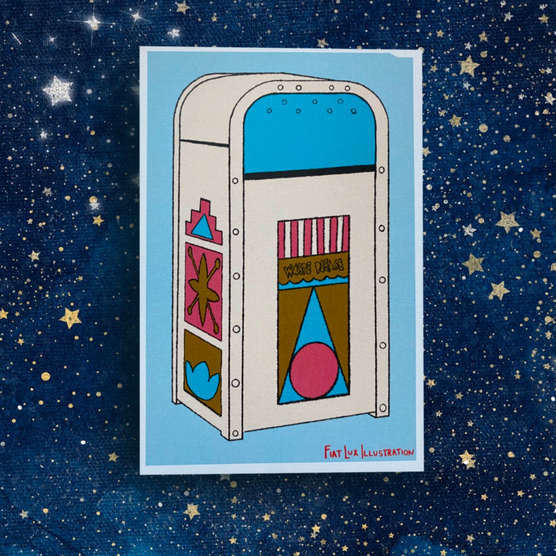 Happiest Trash Can Fantasyland Small World Print - 4x6 - Fiat Lux Illustration