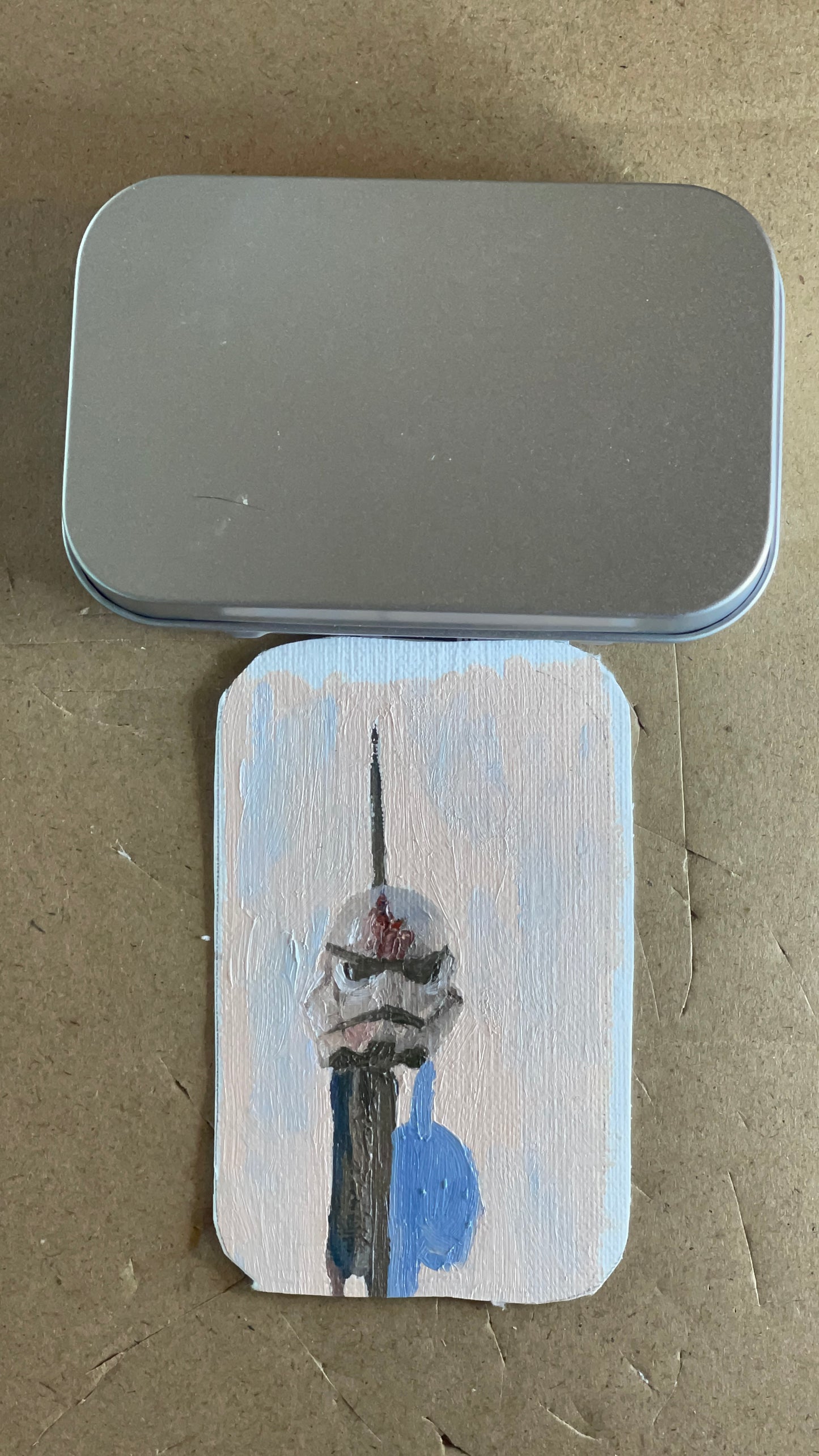 Stormtrooper Helmet Warning Oil Painting Tin Palette Series - Fiat Lux Illustration