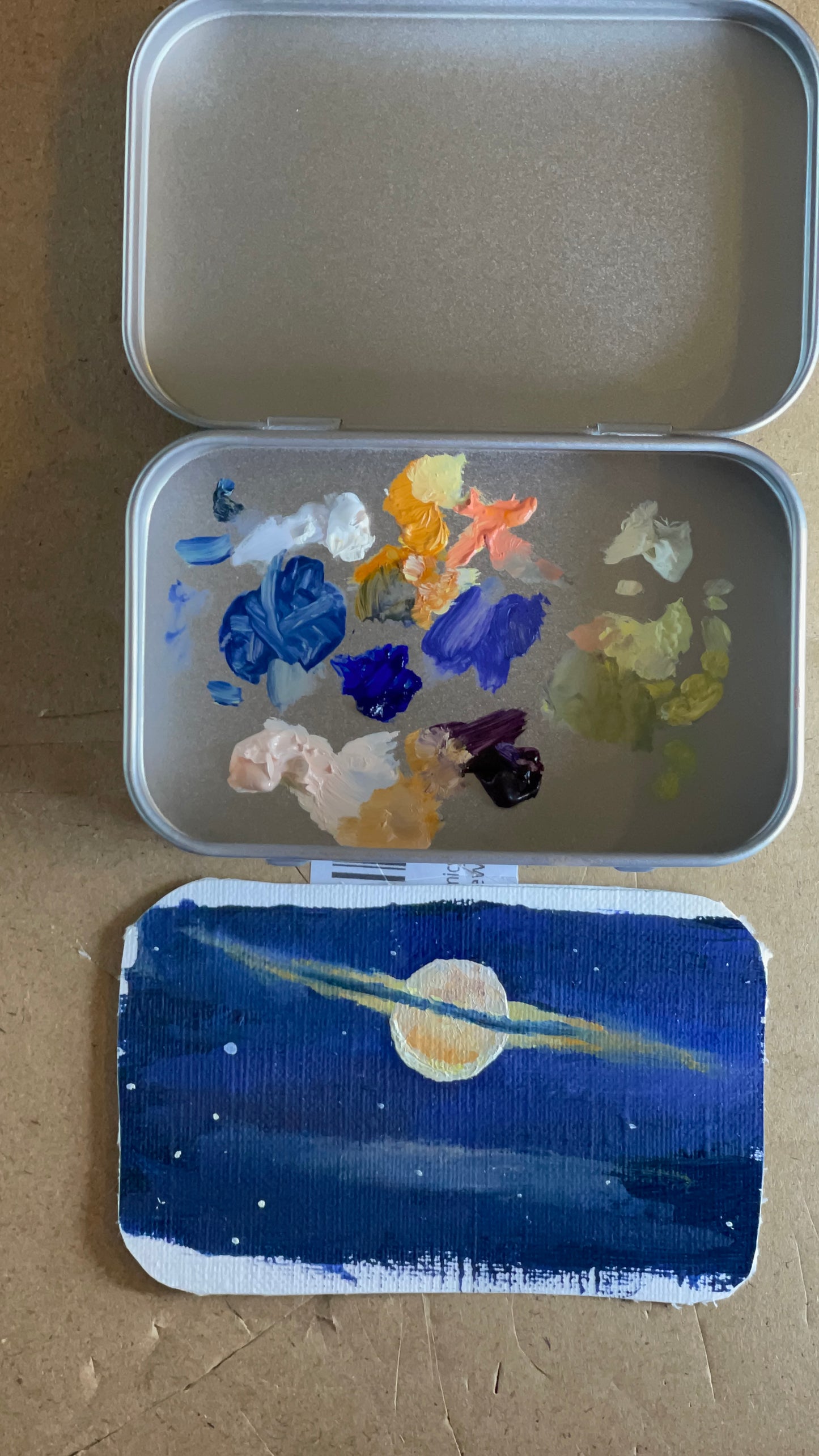 Cloudy Full Moon Oil Painting Tin Palette Series - Fiat Lux Illustration