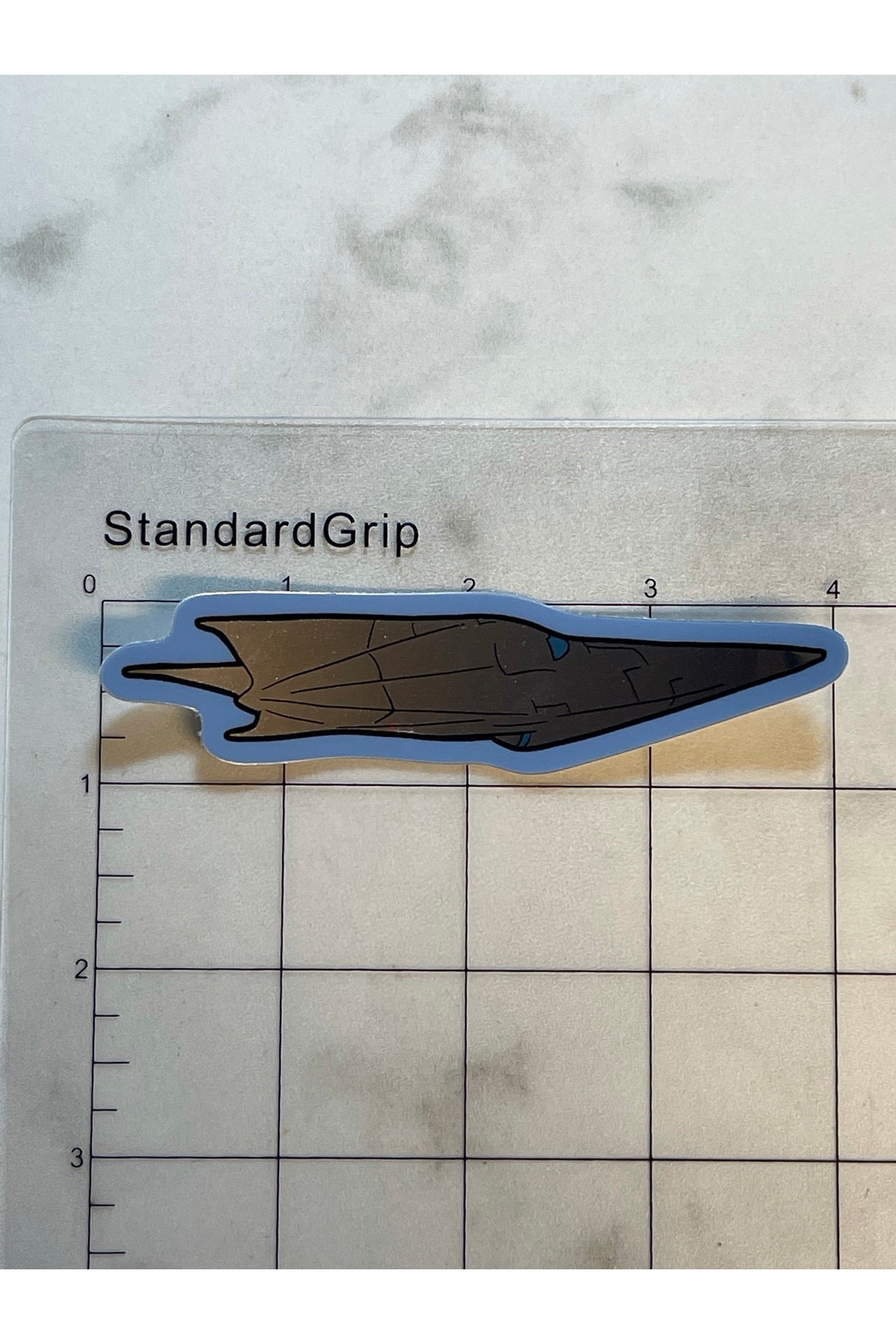Chrome Senator Amidala Starship Die Cut Sticker solid silver ship with blue edges