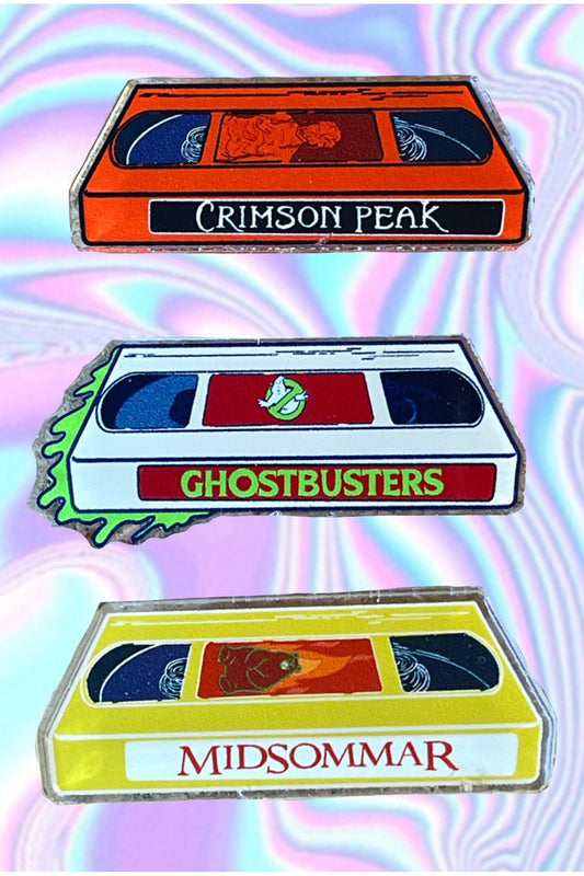 Midsommar, Ready or Not, + Crimson Peak VHS Acrylic Pin Pack (Set of 3).