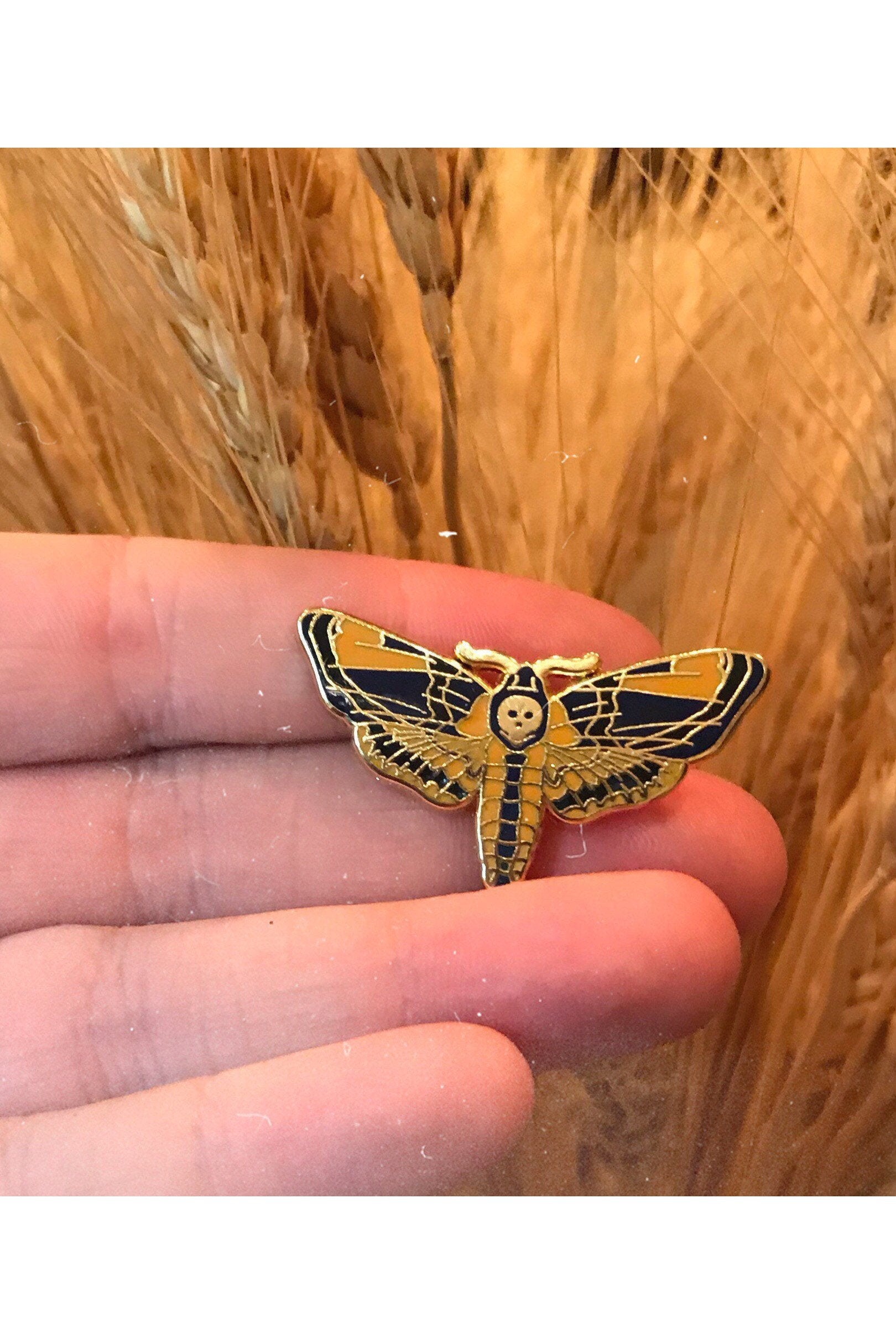 Death's Head Moth Silence of the Lambs Inspired Horror Scary Movie Enamel Pin.