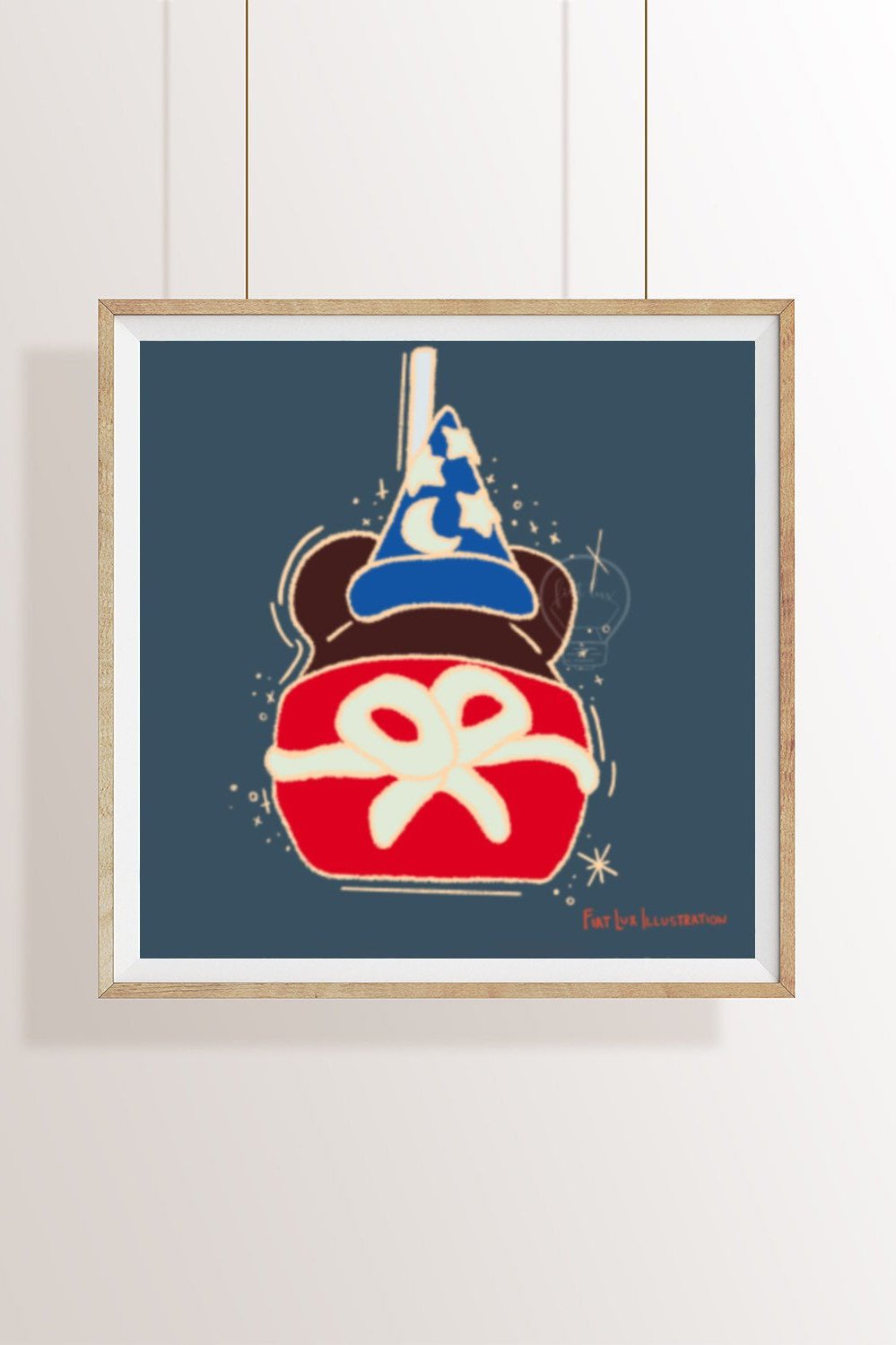 Sorcerers Apprentice Disney Theme Park Fantasia Caramel Apple Dessert Food Illustration Mini Print 4x4.