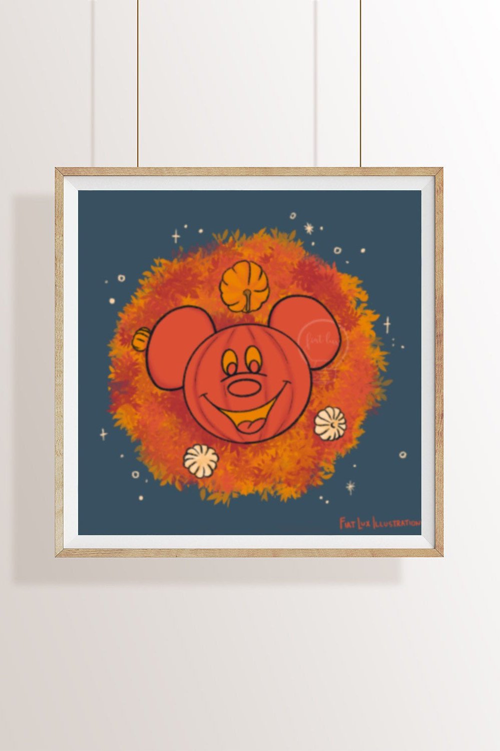 Halloween Wreath Halloweentime Mouse Disney Inspired Dessert Food Illustration Mini Print 4x4.