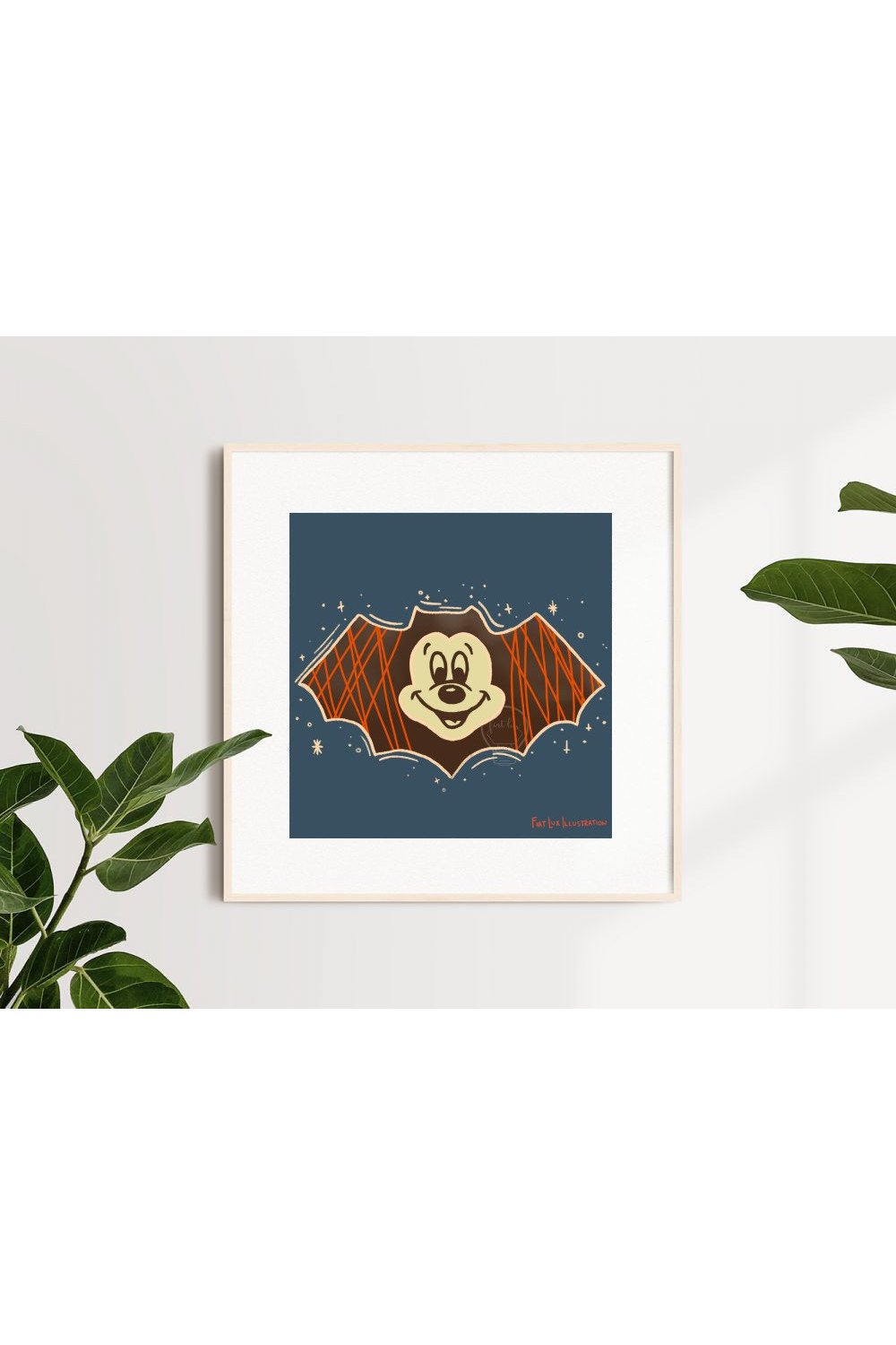 Halloween Mickey Mouse Bat Cookie Dessert Food Illustration Mini Print 4x4.