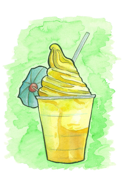 Pineapple Whip Ice Cream Dessert Food Illustration - Watercolor Print 8x10.
