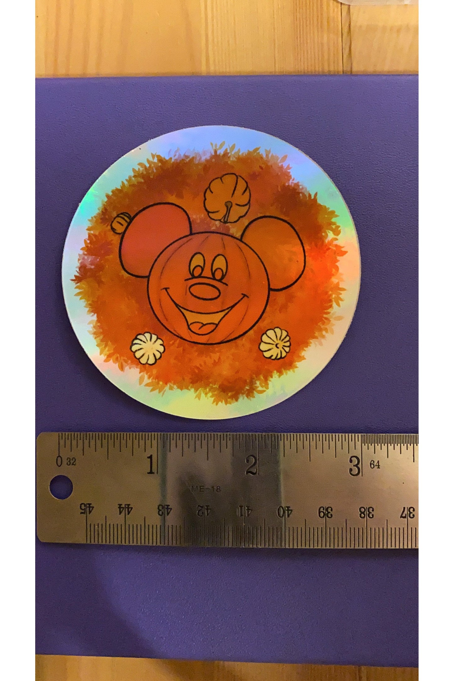 Halloweentime Mouse Wreath Holographic Vinyl Sticker.