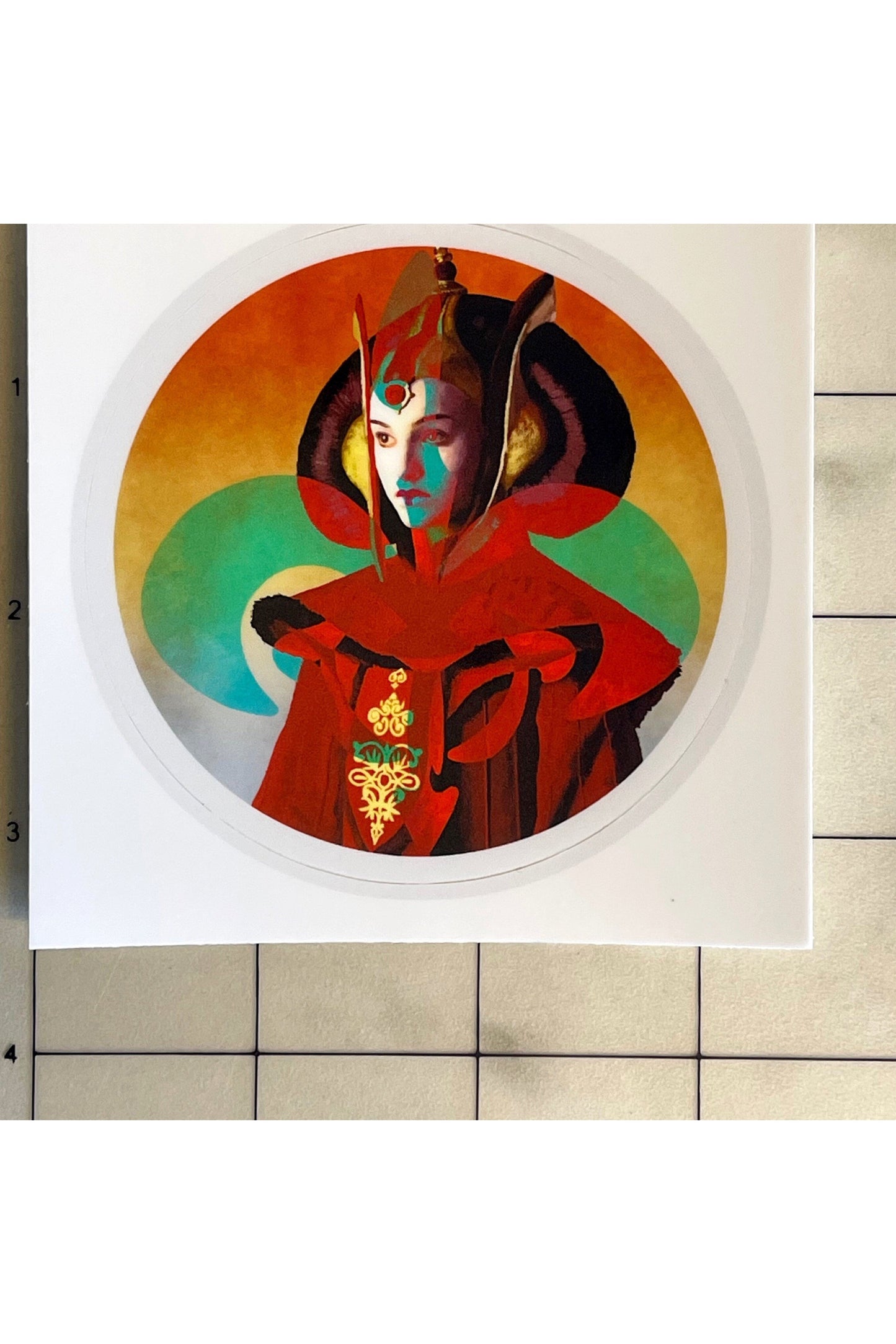 Kiss Cut Circle Sticker Padme Amidala Naberrie Throne Room Invasion Outfit.