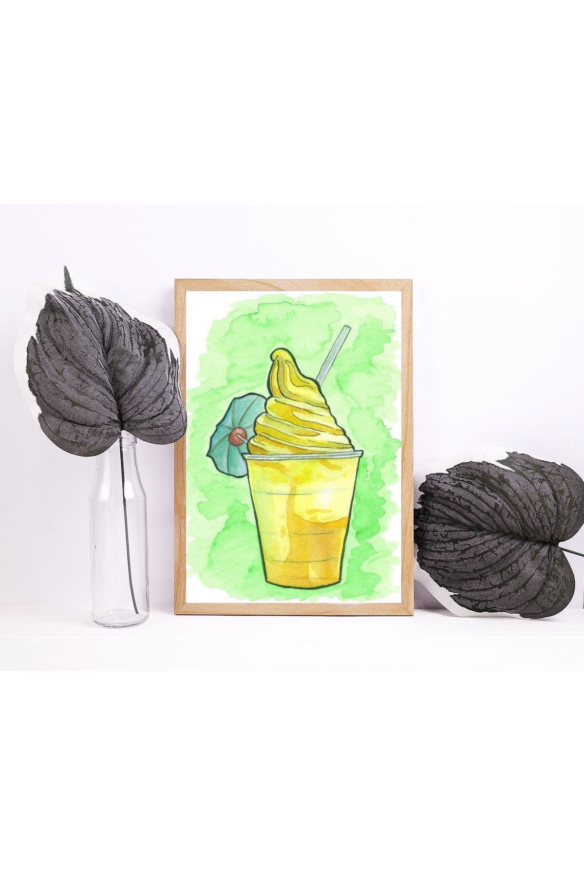 Pineapple Whip Ice Cream Dessert Food Illustration - Watercolor Print 8x10.
