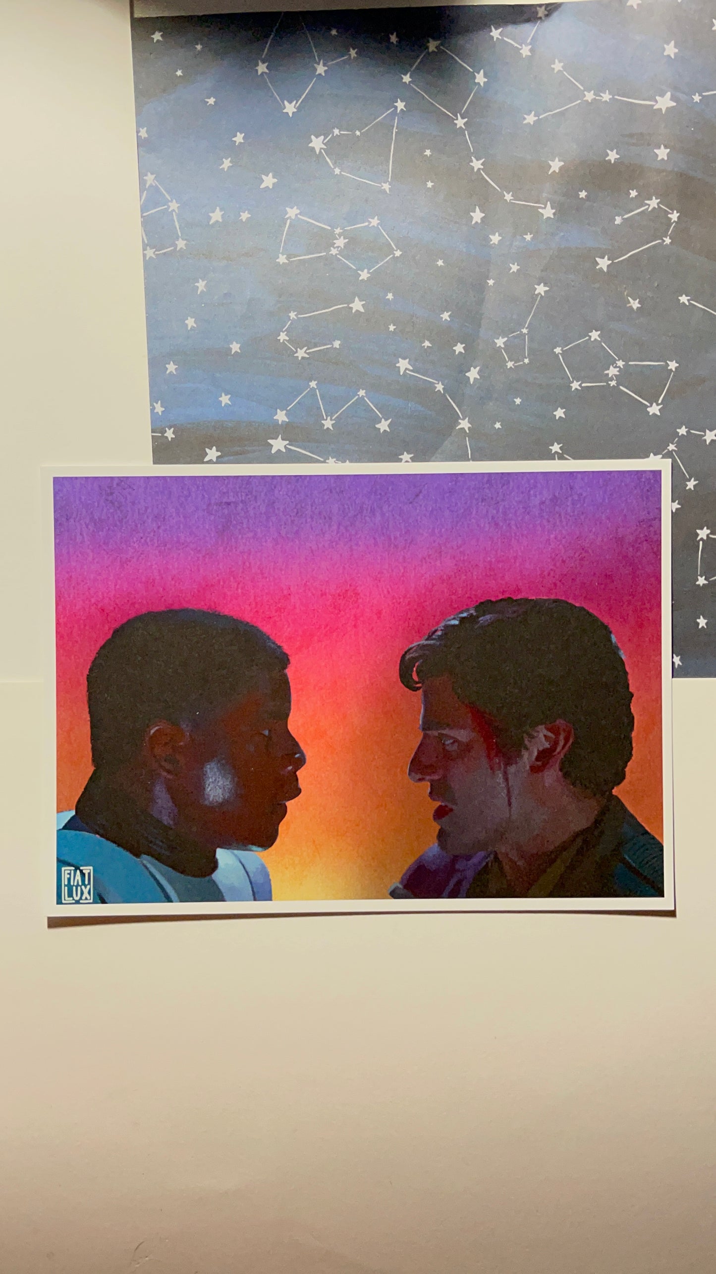 Art print of Poe Dameron and Finn Fn2187 StormPilot with rainbow background