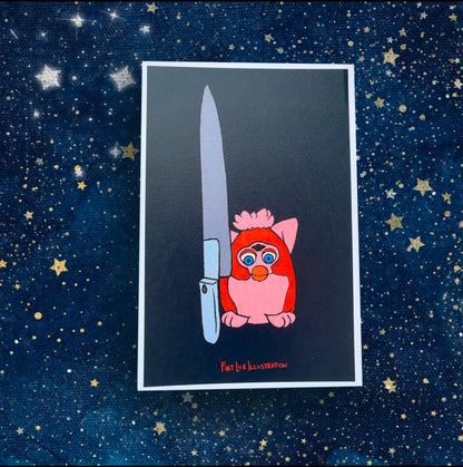 Cursed Furbies - Furby Knife Baby Furby Meme 4x6 Art Print