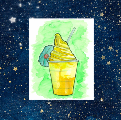 Pineapple Whip Ice Cream Dessert Food Illustration - Watercolor Print 8x10