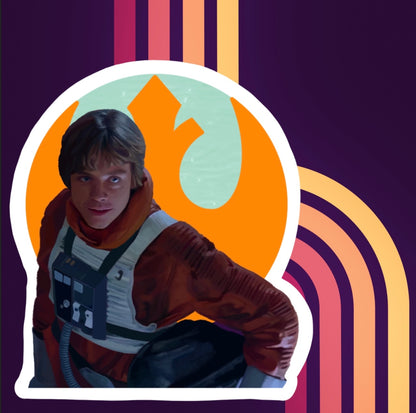 Rebel Alliance Luke Skywalker Stained Glass Portrait Sticker
